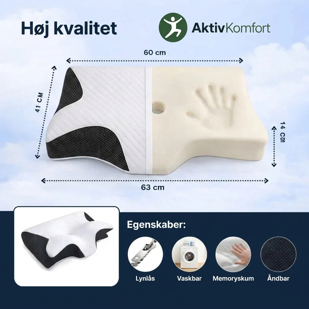 SøvnStøtte™ | Ergonomisk pude til nakke og skuldre