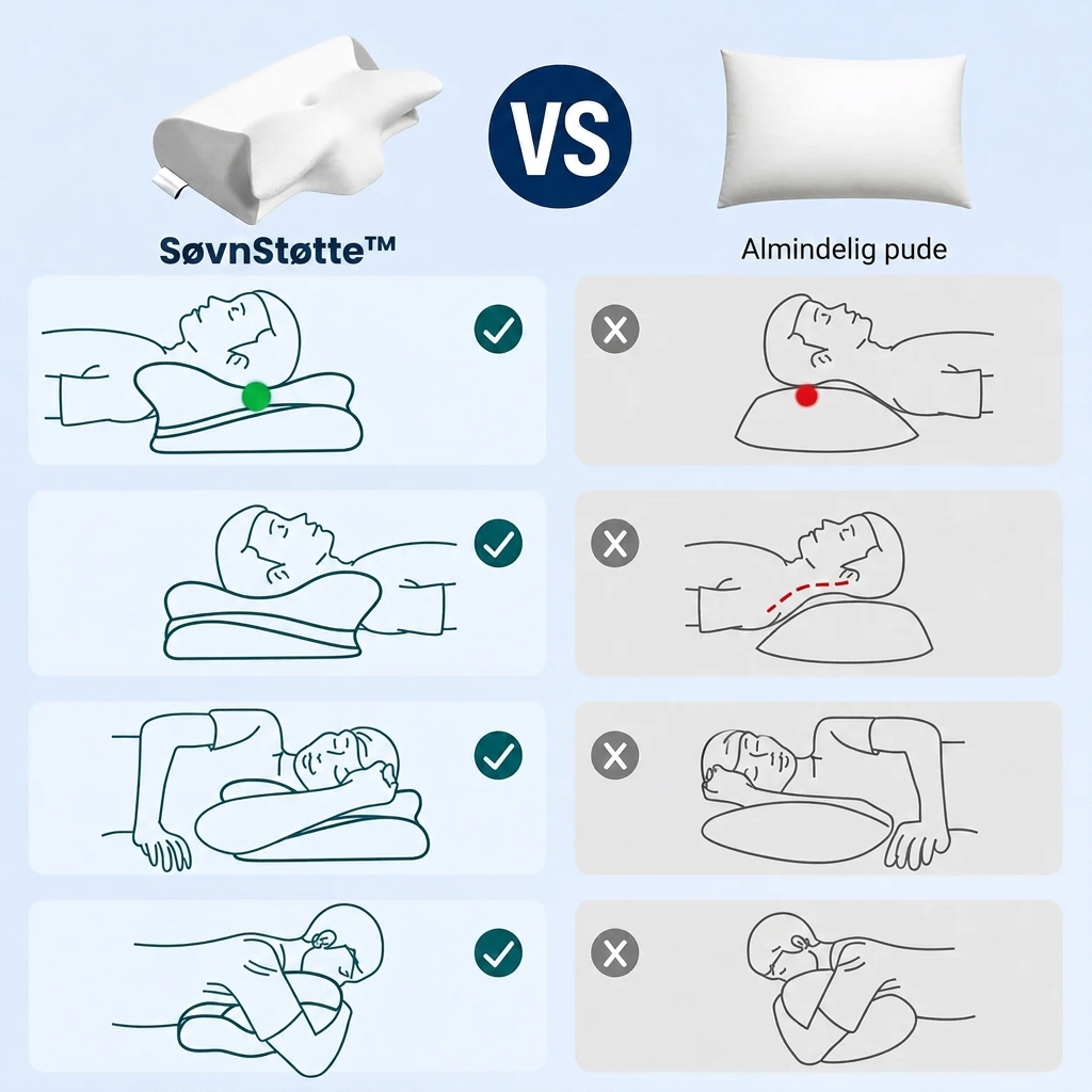 SøvnStøtte™ | Ergonomisk pude til nakke og skuldre